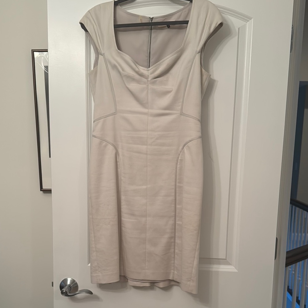 Rebecca Taylor Cream Sheath Mini Dress with Cowl Neck